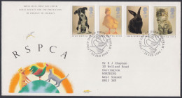 GB Great Britain 1990 FDC RSPCA, Pet, Animals, Cat, Dog, Rabbit, Duck, Animal, Pets, Pictorial Postmark, First Day Cover - Cartas & Documentos