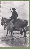 CPSM Format CPA  - BOUCHES DU RHONE - SAINTES MARIES DE LA MER - Gardians Pénétrant Dans La Mer - Chevaux - Saintes Maries De La Mer