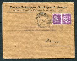 1936 Finland P.VAUNU 22 P. VAGN Railway TPO Cover - Wasa - Storia Postale