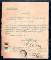 CAPRI  Marca Municipale Su Documento Del 1947 TASSA DI SOGGIORNO Taxe De Séjour Kurtaxe - 1946-47 Corpo Polacco Period