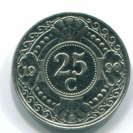 25 CENTS 1990 ANTILLES NÉERLANDAISES Nickel Colonial Pièce #S11266.F.A - Antille Olandesi