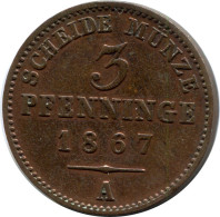 3 PFENNIGE 1867 A PRUSSIE RUSSIA ALLEMAGNE Pièce GERMANY #DA762.F.A - Sonstige & Ohne Zuordnung