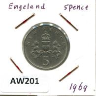 5 NEW PENCE 1969 UK GBAN BRETAÑA GREAT BRITAIN Moneda #AW201.E.A - Andere & Zonder Classificatie