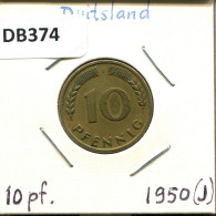 10 PFENNIG 1950 J BRD DEUTSCHLAND Münze GERMANY #DB374.D.A - 10 Pfennig