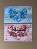 Mint Singapore SMRT TransitLink Metro Train Subway Ticket Card, Daddy Mummy I Love You, Set Of 2 Mint Cards - Singapore