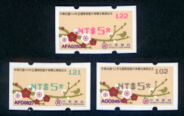 Taiwan R.O.CHINA 2014 - ATM Frama - Plum Blossom, Bird  3 Pcs. (green, Black,red ) - Machine Labels [ATM]