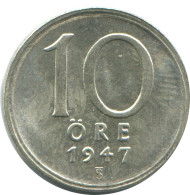 10 ORE 1947 SWEDEN SILVER Coin #AD085.2.U.A - Suède