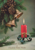 Happy New Year Christmas BELL CANDLE Vintage Postcard CPSM #PAV387.A - Nouvel An