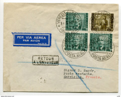 Posta Aerea Cent. 25 "Impero" Busta Via Aerea Da Venezia A Marsiglia - Storia Postale