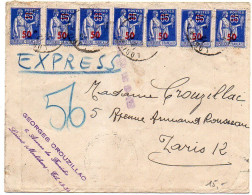 Paix 50/65c X7 Sur Lettre Par Exprès De 1941 - 1921-1960: Moderne