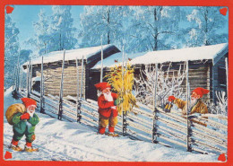 PÈRE NOËL Bonne Année Noël GNOME Vintage Carte Postale CPSM #PBB055.A - Santa Claus