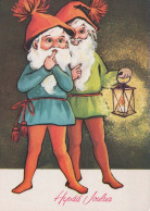 SANTA CLAUS Happy New Year Christmas GNOME Vintage Postcard CPSM #PAW633.A - Santa Claus