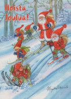 PAPÁ NOEL Feliz Año Navidad GNOMO Vintage Tarjeta Postal CPSM #PAW464.A - Santa Claus