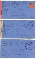 Lot De 3 Lettres De La Base Aérienne De Vannes De Décembre 1944 Dont 2 Bandes De Censure Rouge Et Jaune - Guerre De 1939-45