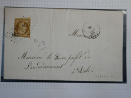 DN11 FRANCE LETTRE RARE 1853 TAVAUX A DOLE+N°9 COUPE SERPE + AFF. INTERESSANT+VU M.  BEHR .DISPERSION COLLECTION ++++ - 1849-1876: Klassik