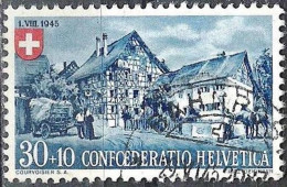 Schweiz Suisse Pro Patria 1945 Ostschweizer Riegelhaus Zu WII 29 Mi 463 Yv 422 Mit ⊙ BAHNPOST 29.XI.45 (Zu CHF 50.00) - Gebruikt