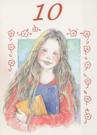 HAPPY BIRTHDAY 10 Year Old GIRL CHILDREN Vintage Postal CPSM #PBT756.A - Birthday