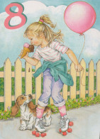 HAPPY BIRTHDAY 8 Year Old GIRL CHILDREN Vintage Postal CPSM #PBT731.A - Compleanni