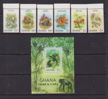 GHANA    1982      Flora  And  Fauna  Set  Of  6  +  Sheetlet    MNH - Ghana (1957-...)