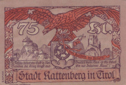 75 HELLER 1920 Stadt RATTENBERG Tyrol Österreich Notgeld Banknote #PE521 - Lokale Ausgaben
