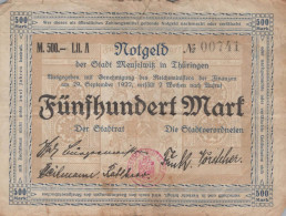 500 MARK 1922 Stadt MEUSELWITZ Thuringia DEUTSCHLAND Notgeld Papiergeld Banknote #PK860 - Lokale Ausgaben