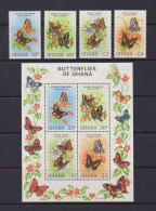 GHANA    1982      Butterflies   Set  Of  4  +  Sheetlet    MNH - Ghana (1957-...)