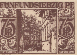 75 PFENNIG 1921 Stadt PADERBORN Westphalia DEUTSCHLAND Notgeld Banknote #PG191 - Lokale Ausgaben