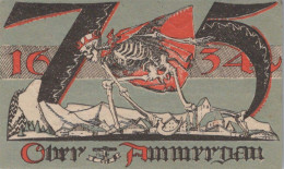 75 PFENNIG 1921 Stadt OBERAMMERGAU Bavaria DEUTSCHLAND Notgeld Banknote #PG119 - [11] Local Banknote Issues