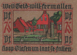 75 PFENNIG 1921 Stadt LEER Hanover UNC DEUTSCHLAND Notgeld Banknote #PC074 - [11] Local Banknote Issues