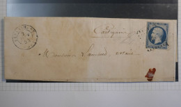 DN11 FRANCE LETTRE RR 2 01 1854 PETIT BUREAU BERLAIMONT +N°10 FONCé +VU M. BEHR .DISPERSION COLLECTION ++++ - 1849-1876: Période Classique