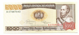 BOLIVIA 5000 PESOS BOLIVIANOS 1984 AUNC Paper Money Banknote #P10809.4 - [11] Emissions Locales