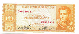 BOLIVIA 50 PESOS BOLIVIANOS 1962 AUNC Paper Money Banknote #P10800.4 - [11] Emisiones Locales