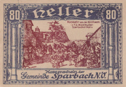 80 HELLER Stadt Sparbach Niedrigeren Österreich UNC Österreich Notgeld #PH001 - [11] Local Banknote Issues