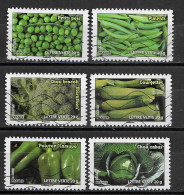 - France 2012  Oblitéré Autoadhésif  N°  739 - 741  - 743 - 744- 747 - 750   -   Les Légumes - Used Stamps