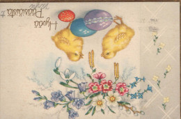 EASTER CHICKEN EGG Vintage Postcard CPA #PKE415.GB - Ostern