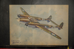 CP,  ILLUSTRATEUR, Louis Petit, Avion, Aviation,  LOCKHEED P.38 "LIGHTNING" E-U ,   Collection Des Avions Alliés - 1939-1945: II Guerra