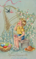 PÂQUES ENFANTS ŒUF Vintage Carte Postale CPA #PKE229.FR - Ostern