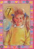 JOYEUX ANNIVERSAIRE 7 Ans FILLE ENFANTS Vintage Postal CPSM #PBT792.FR - Anniversaire