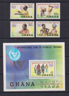 GHANA    1982      Year  Of  Disabled   Set  Of  4  +  Sheetlet    MNH - Ghana (1957-...)