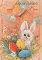 PÂQUES LAPIN ŒUF Vintage Carte Postale CPSM #PBO467.FR - Pâques