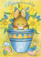 PASQUA CONIGLIO UOVO Vintage Cartolina CPSM #PBO469.IT - Easter