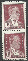 Turkey; 1951 7th Ataturk Issue 15 K. ERROR "Partially Imperf." MH* - Neufs