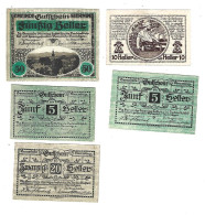 **notgeld   Austria  Sierning 2x5+10+20+50 Heller  995a+d+f+2xg    Cat Val 4 Euro - Austria