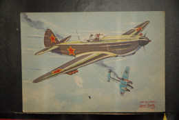 CP,  ILLUSTRATEUR, Louis Petit, Avion, Aviation, YAK 9 U.R.S.S. MONOPLACE DE CHASSE,   Collection Des Avions Alliés - 1939-1945: II Guerra