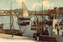 CPA - CHERBOURG - LE PORT ET LE QUAI CALIGNY (COLORISE) - Cherbourg