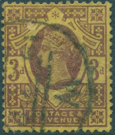 Great Britain 1887 SG202 3d Purple/yellow QV #1 FU - Other & Unclassified