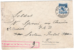 Suisse, Enveloppe De Bazel Pour Un Soldat Français Avec Marque De Censure Et : A Diriger Sur Le Secteur Postal 9 - Lettres & Documents