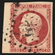 N°17A, Bord De Feuille, 80c Carmin, Oblitéré, Signé CALVES - TTB - 1853-1860 Napoleon III