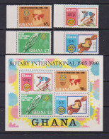 GHANA    1980      75th  Anniv  Of  Rotary  International   Set  Of  4  +  Sheetlet     MNH - Ghana (1957-...)