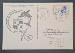 TAAF, Entier Postal Oblitéré De CROZET  Le 1/8/1991. - Cartas & Documentos